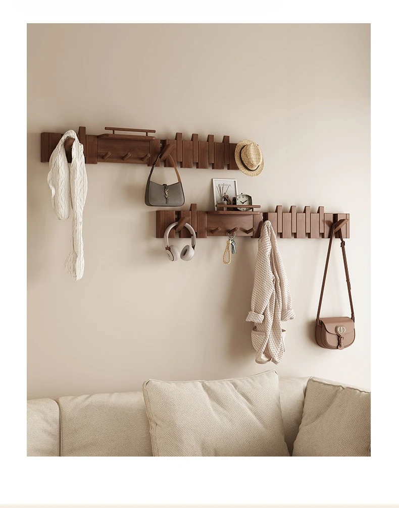 Klavierförmiger Kleiderbügel, Wandhaken, zusammenklappbar, aus massivem Holz, multifunktionaler Kleiderbügel für Eingangstüren – Detail 6
