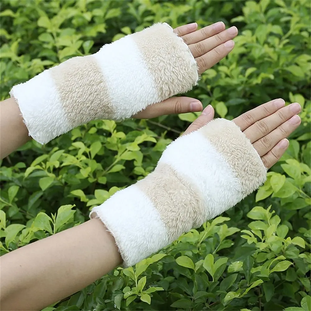 Daily Windproof Cold Proof Warm Gloves Thick Touch Screen Short Mittens Plush Gloves for Students