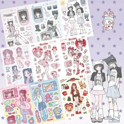 Sweet Cool Girl Stickers Cute Girl Character Guka Hand Account Diy Decoration