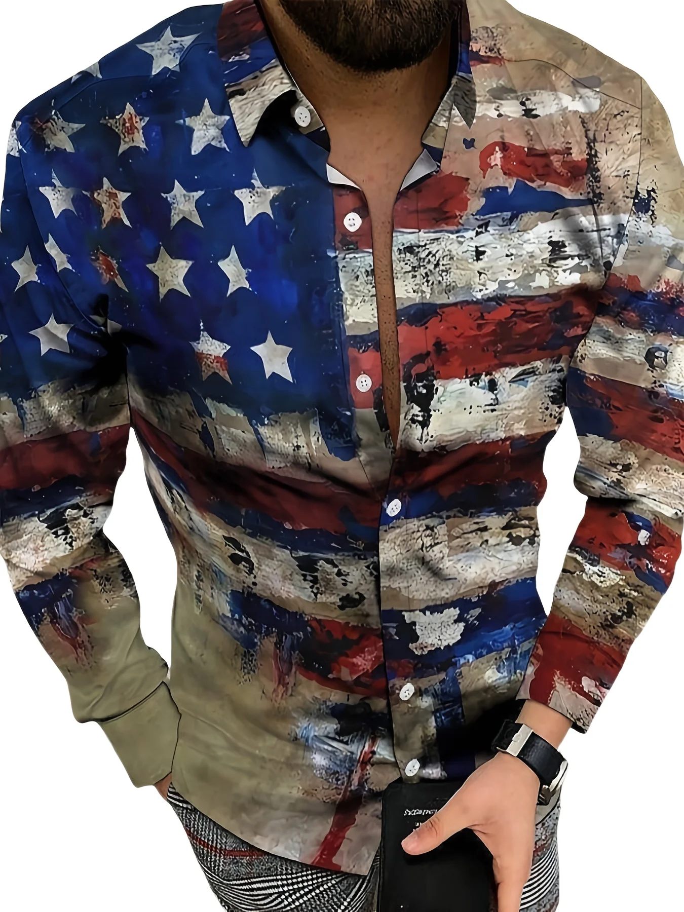 

Осенне-зимняя мужская однобортная рубашка с длинными рукавами с элегантным принтом в стиле ретро и повседневным кардиганом на пуговицах