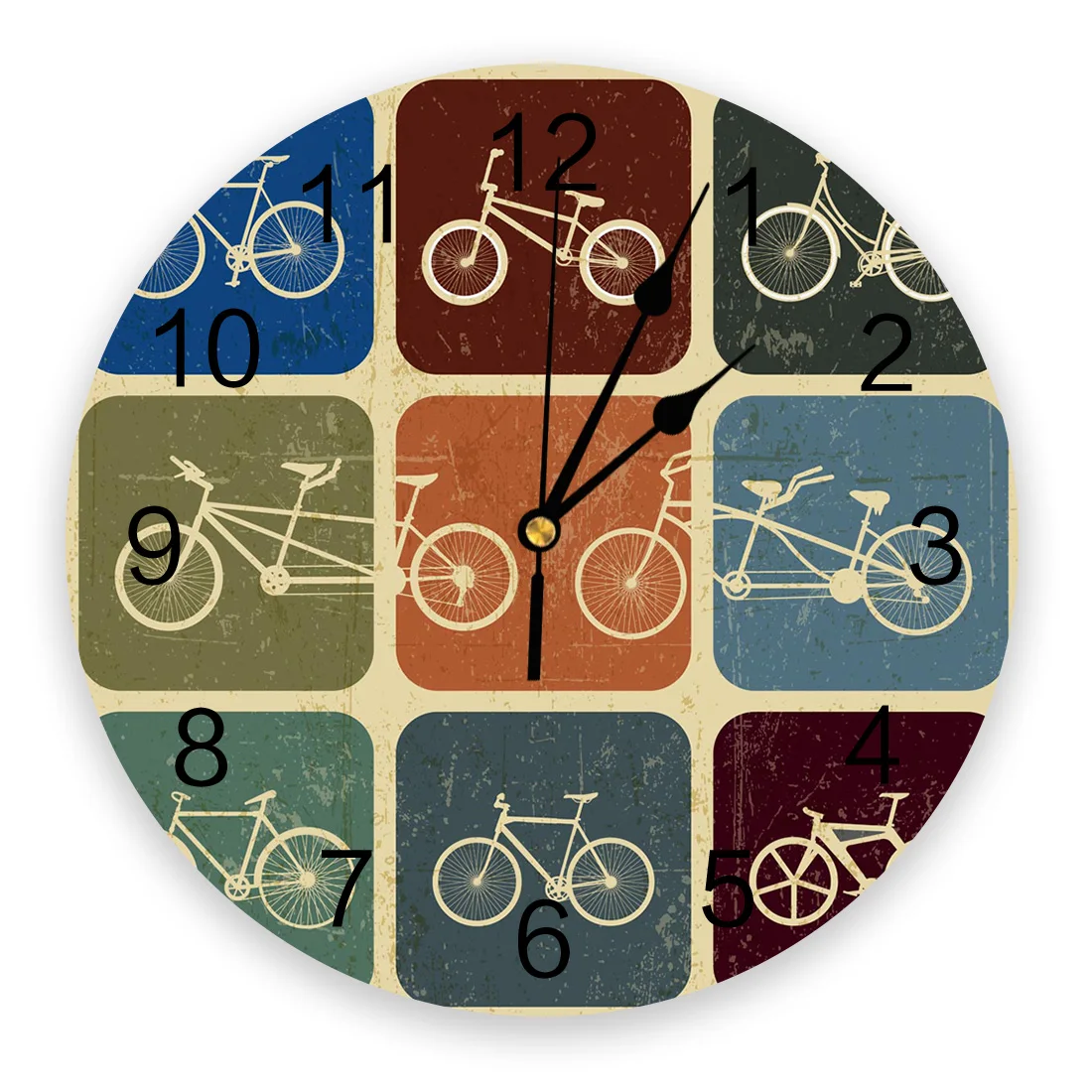 Bicycle Retro Style Wall Clock Decorative for Living Room Kitchen Bedroom Home Office Silent Wall Clocks