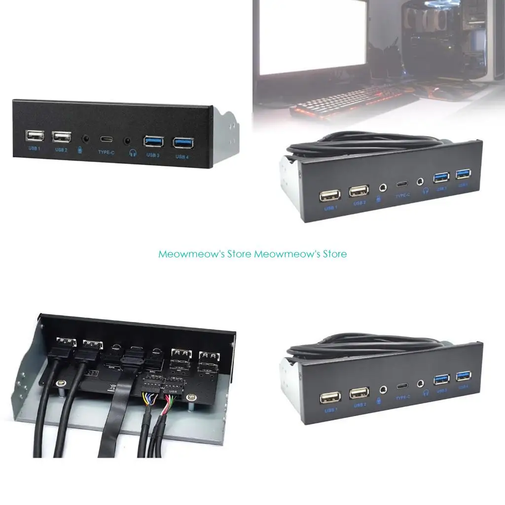 

W91A USB3.0 Front Panel for Desktop 5.25" ROM Drive Bay USB3.0 19Pin USB2.0 3.5mm