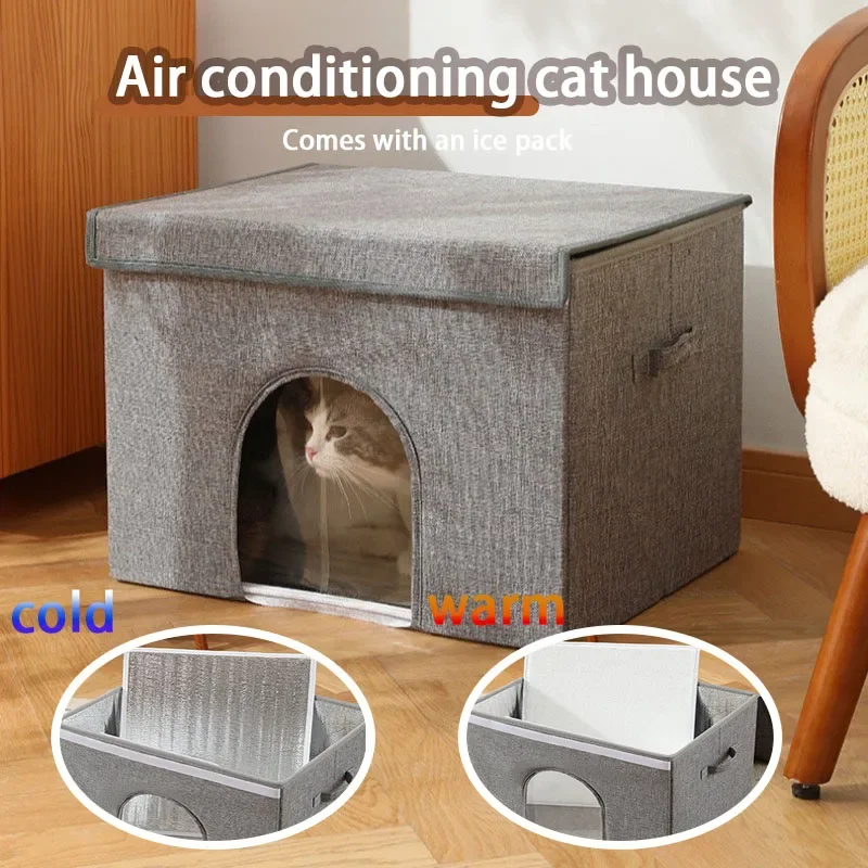 Portable Summer Cold Cat Nest Collapsible Air-conditioned Cat House Household Ice Pack Cooling Pet House Home Pet Products