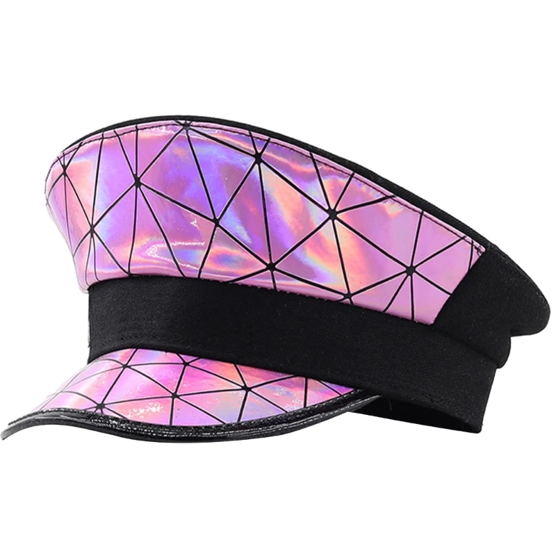 

Unisex Girls Hat New Year Mardi Gras Captain Hat Women Carnival Outdoor Military Hat Lattice Pattern Flat Top Hat