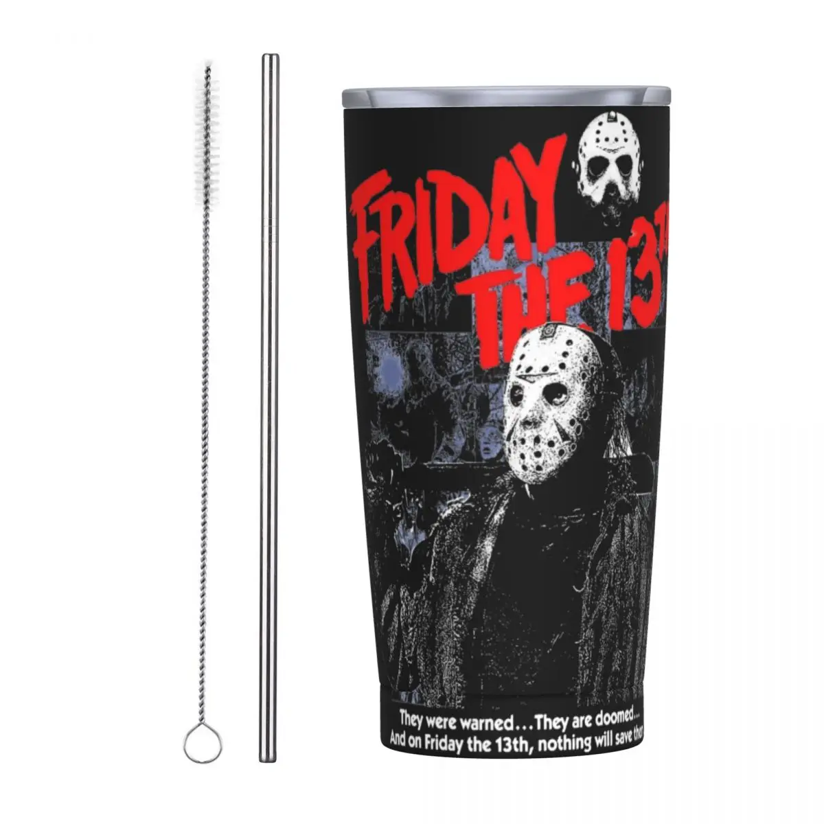 Friday 13th Horror Movie 2024 Tumbler Vacuum Insulated Jason Voorhees Killer Thermal Cup with Lid Straw Double Wall Mug 20oz