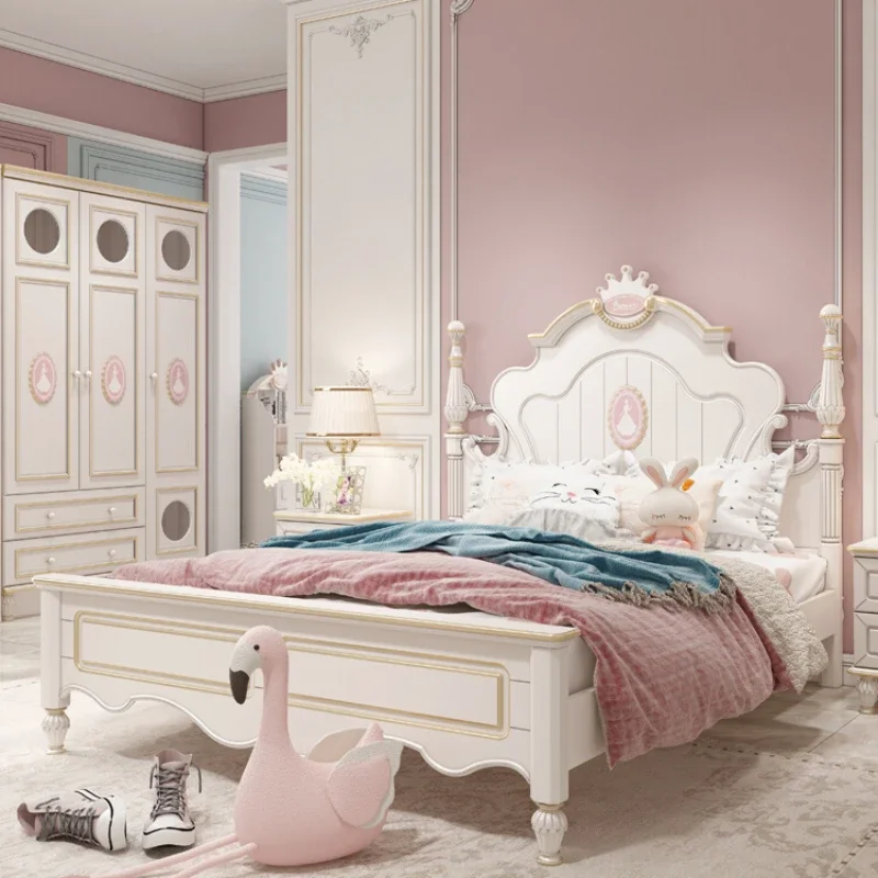 American Princess Childrens Bed Girls Modern Light Luxury Children Beds Queen Size Kinderbett Bedroom Set Furniture