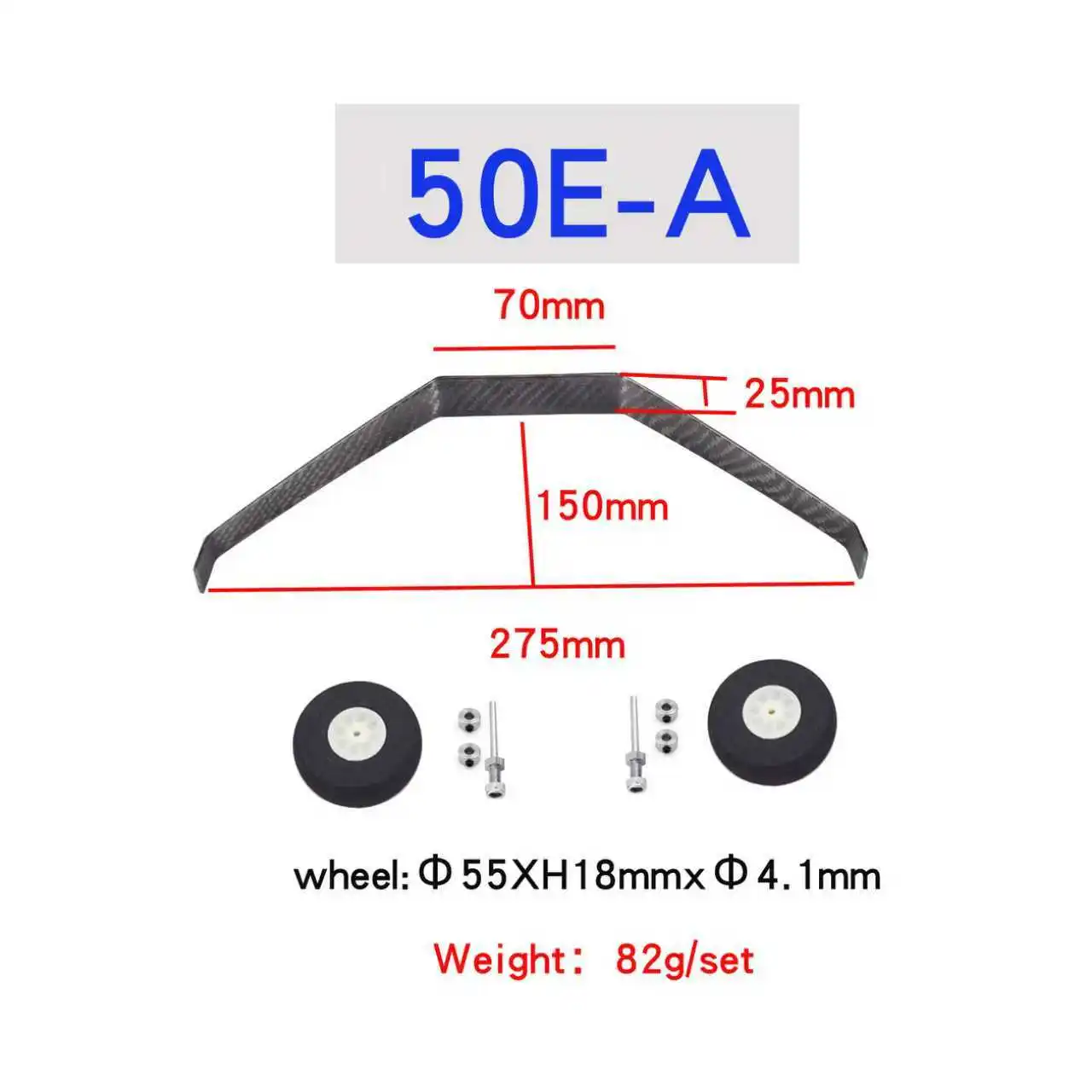 Train d'atterrissage en Fiber de carbone + roues + empattement, ensemble combiné multi-tailles pour avion RC électrique 30E/50E/70E