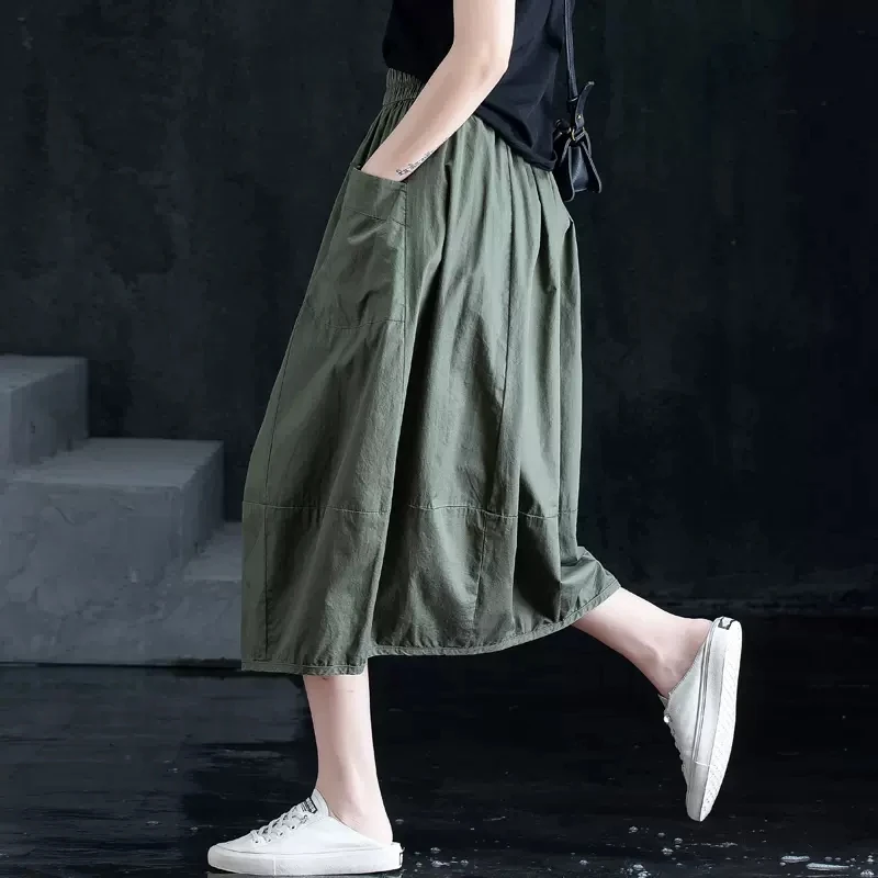 

Японская юбка-зонтик трапециевидной формы с высокой талией, женская утягивающая рабочая одежда миди, юбки из смеси хлопка средней длины X-образной формы