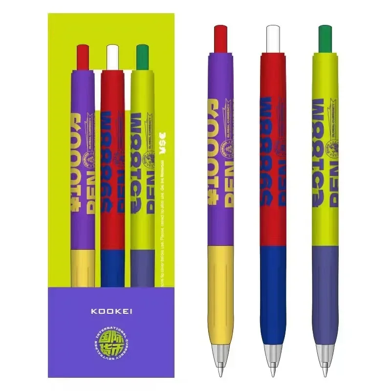Creative Design Contrasting Color Pen Holder Trendy Pattern 0.5 Neutral Pen Oasis Currency Pattern Postmark Kawaii Pens Cute