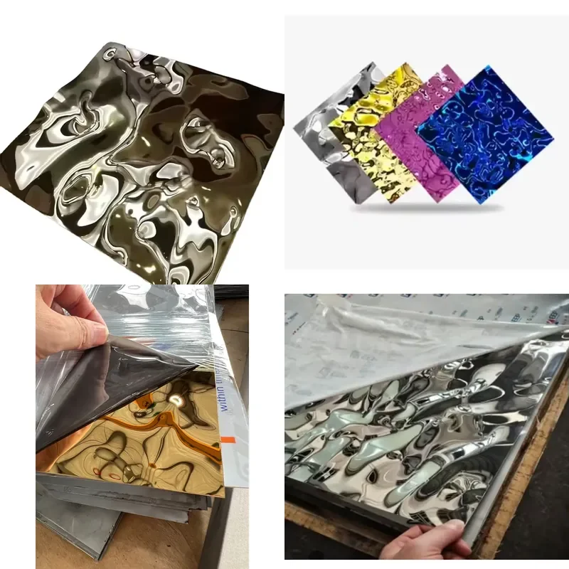 Door to Door Shipping ASTM304 Decorative Colorful Water Ripple Stainless Steel Sheet Wall Panels Hammered Plate