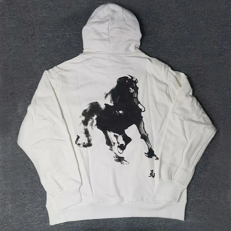 Streetwear Men\'s Hoodie Sweatshirt White Funny Cartoon Graphic Hoodie Tops Y2K Autumn Harajuku Anime Hooded Pullover Hip Hop