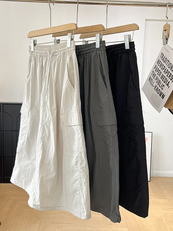 Comfortable Outdoor Ladies Fashionable Loose Elastic Waist Half Skirt Nylon Fabric Straight Cut Spring Summer Collection