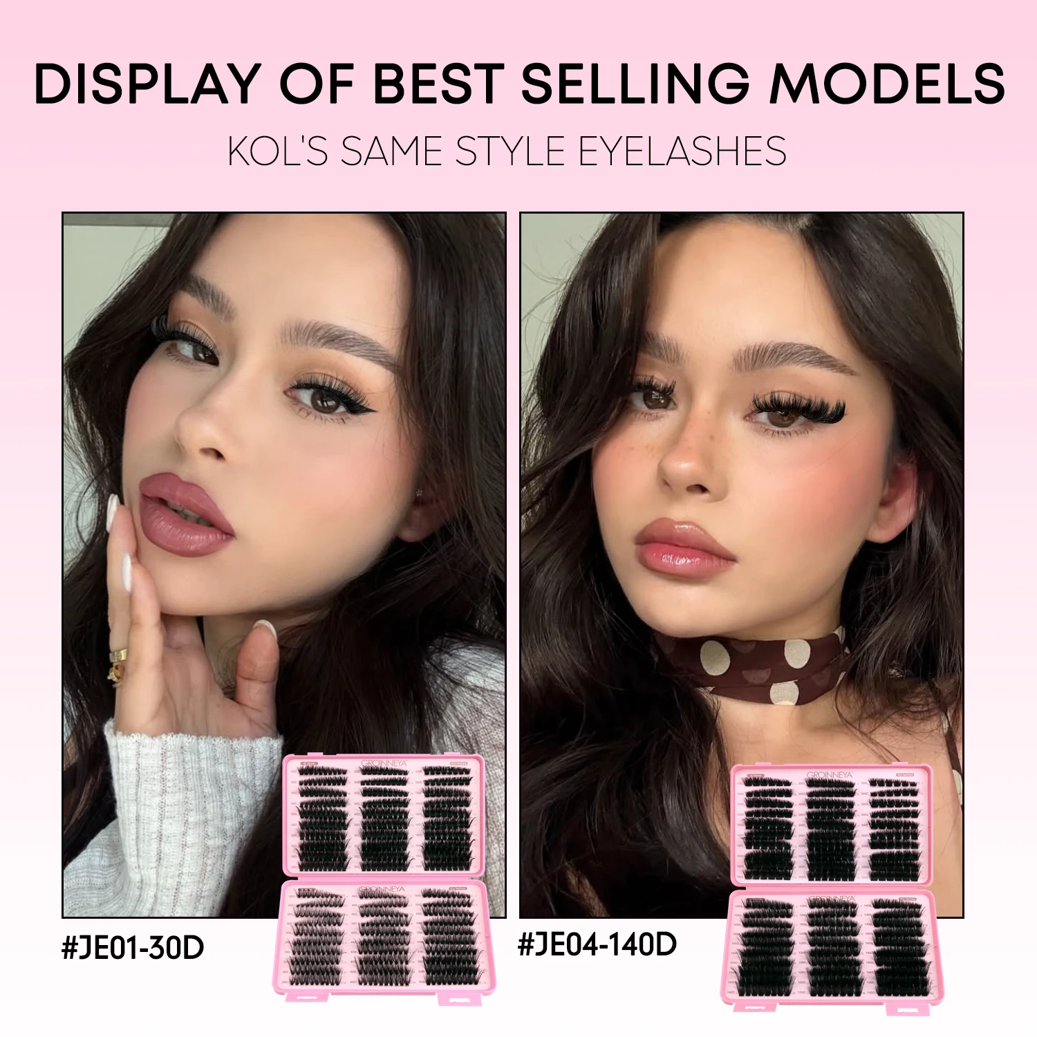 GROINNEYA grupos de pestañas con combinación impermeable, Kit de extensión de pestañas DIY, unión de pestañas, sello y pinzas de maquillaje