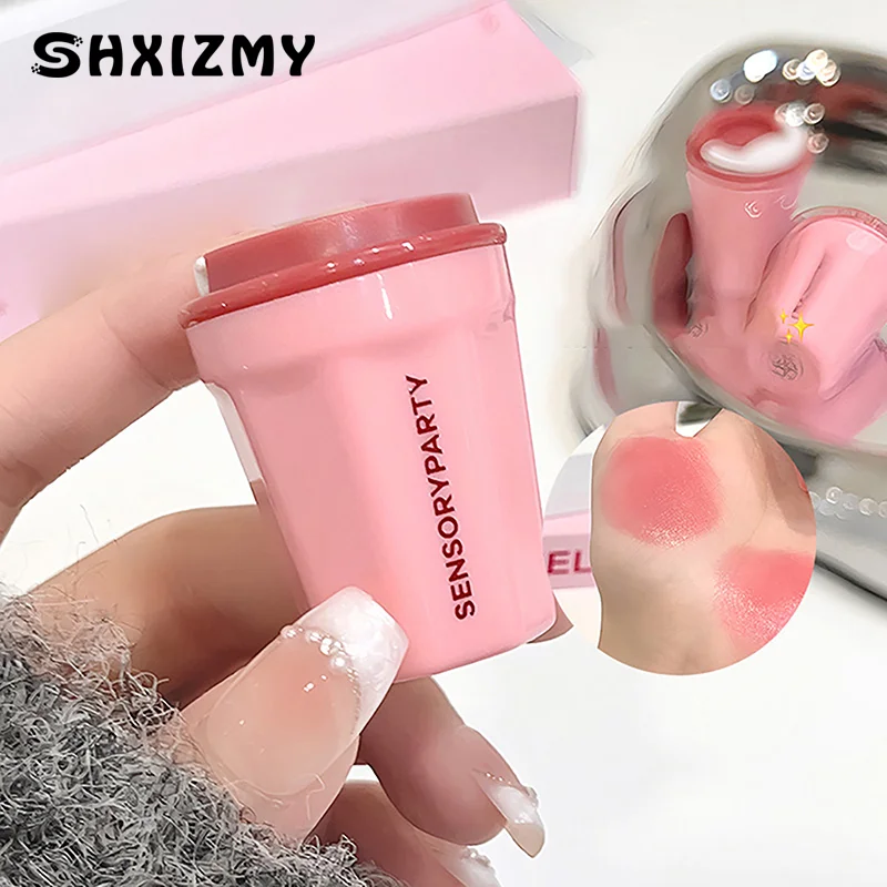 Face Blush Stick Soft Matte Natural Cheek Tint Brighten Face Waterproof Face Contouring Ambient Highlighter Blusher Stick