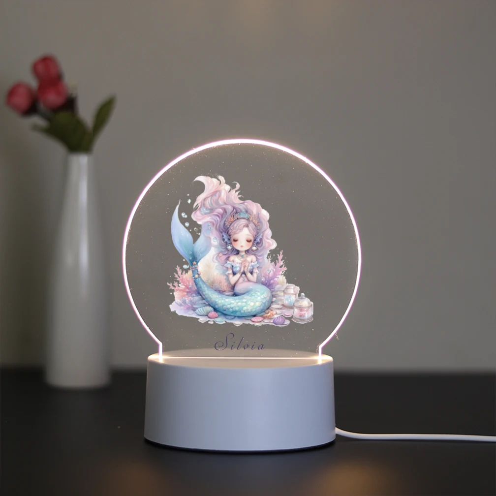 1 customized 7-color gradient night light mermaid Touch dimming bedroom light Multi functional gifts for friends and girlfriends