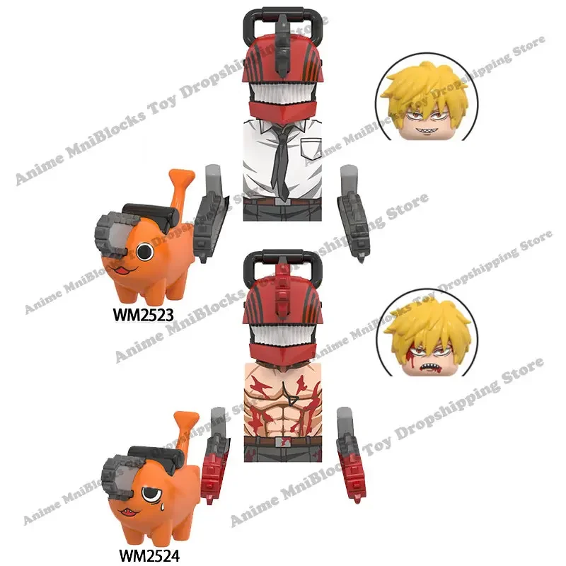 WM Blocks 2523 2524 WM6159 Demon Denji Pochita Anime Bricks Cartoon Mini Action Toy Figura Building Blocks Assembl Toys Gifts