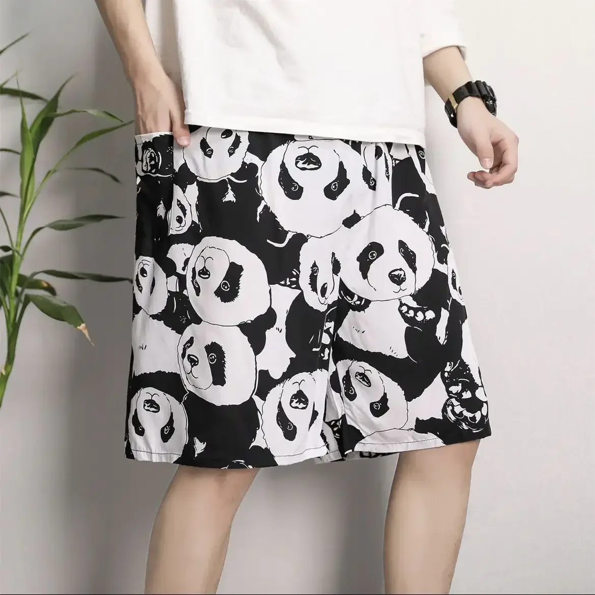 

Мужские короткие брюки, мешковатые с карманами, свободные шорты для мужчин, пляжные широкие шорты на шнурке, корейский стиль, летняя новинка, уличная одежда