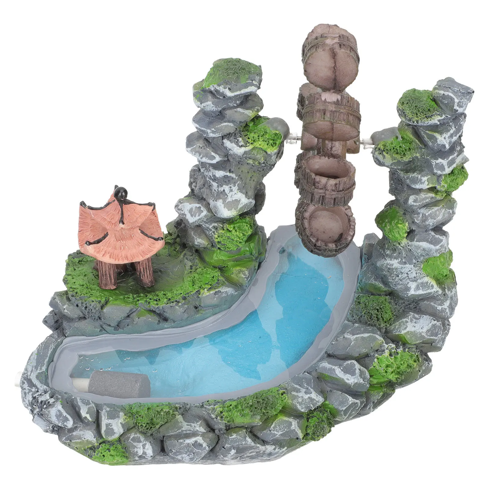 Resin Waterwheel Aquarium Craft Fish Tank Mountain Decor for Vivid Natural Lively Landscape Wear-Resistant Delicate Ornament