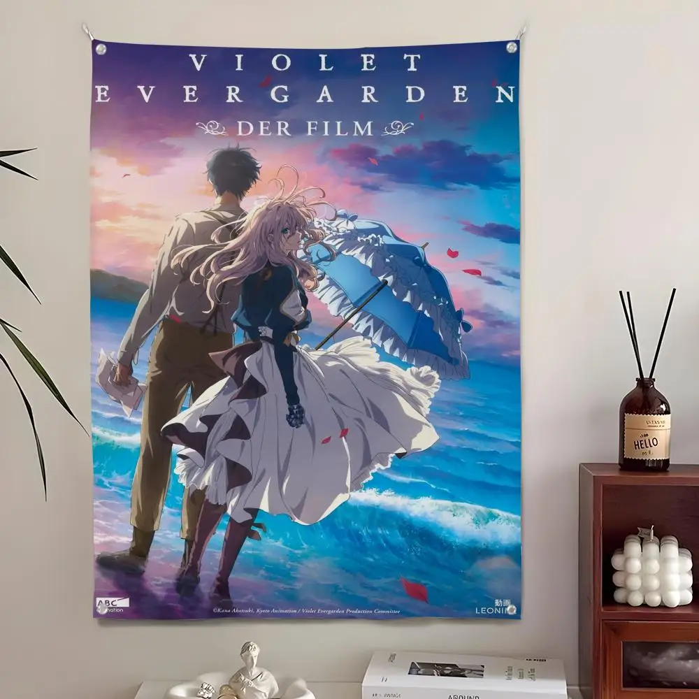 Anime Violet Evergarden Tapestry Background Art Decor For Bedroom Living Room Bar Garden Outdoor  Wall Decor