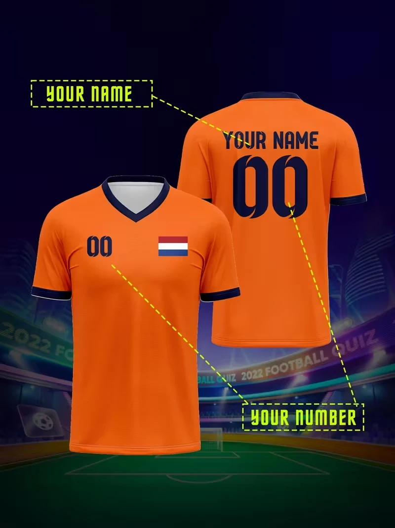 

New Netherlands Football Jersey Men's Sports T-shirts Personalized Custom Name Numbers Street Oversized Tops Unisex Casual Tees