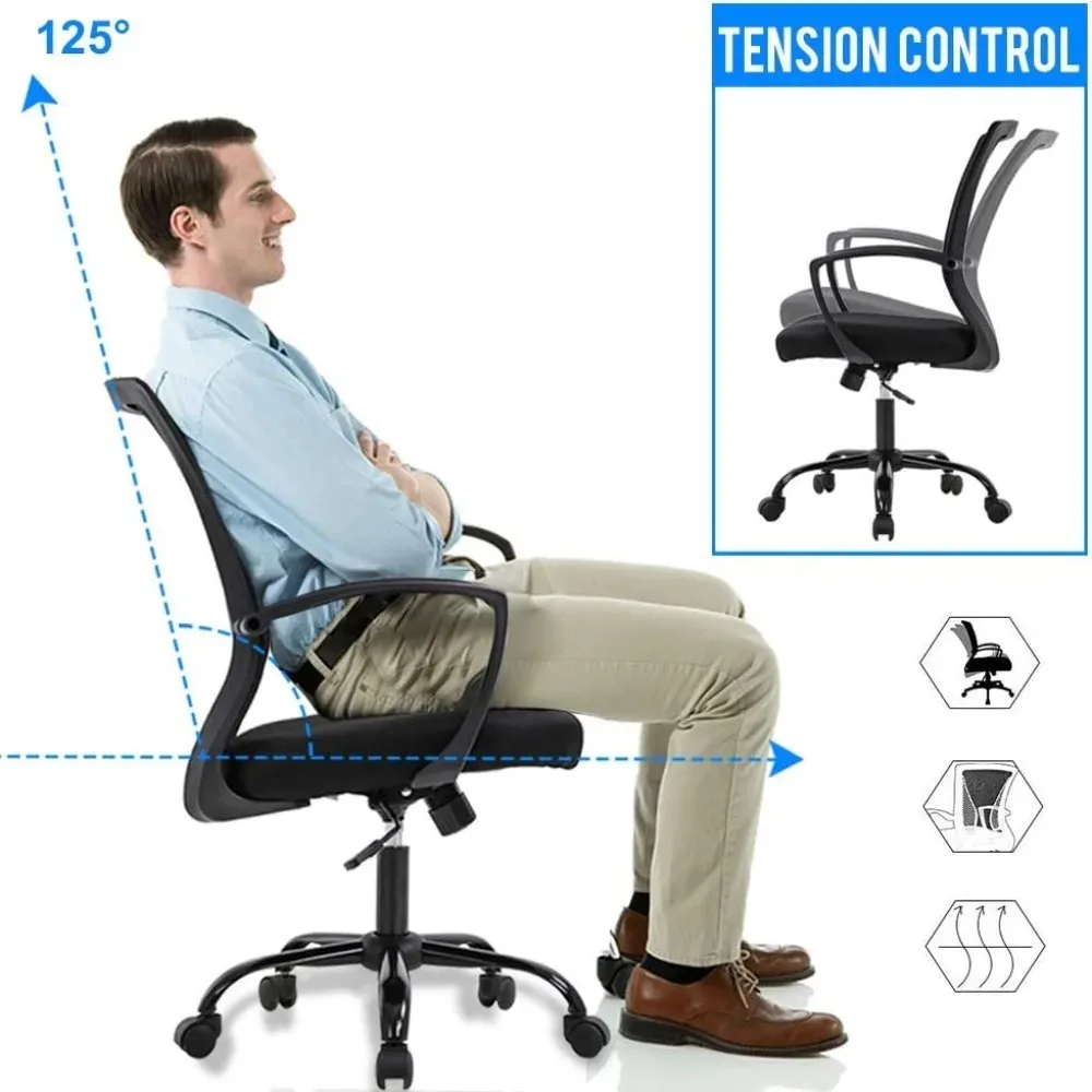 Office Chair Ergonomic  Mesh Computer Chair with Lumbar Support Armrest Mid Back Rolling Swivel Adjustable Task Chair