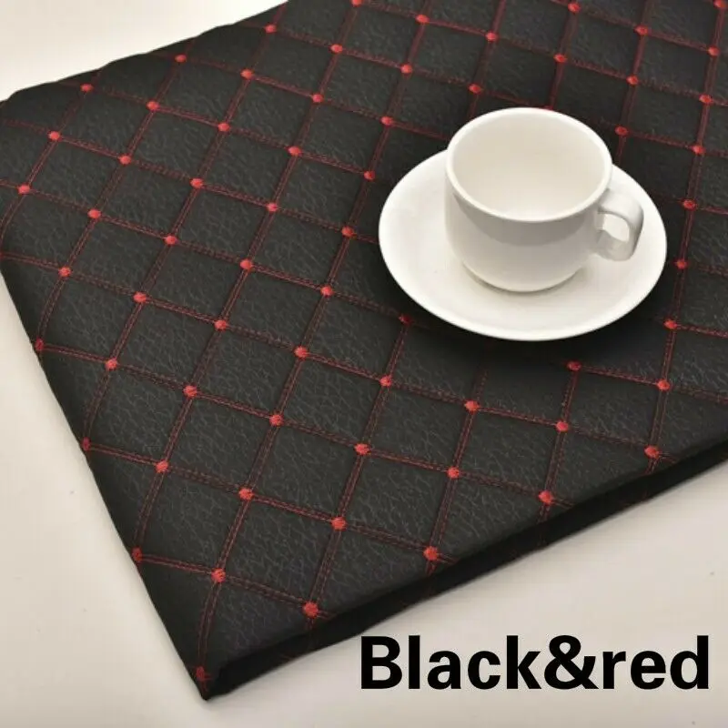 100x140cm Faux Leather Fabric 3mm Diamond Quilted Foam Embroidered Car Interior /Home Furniture/Upholstery DIY Fabric