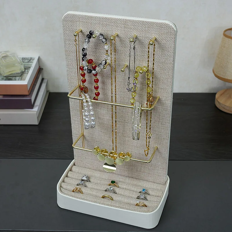 

Newly Linen Fabric Exterior Jewelry Rings Necklaces Bracelets Display Racks