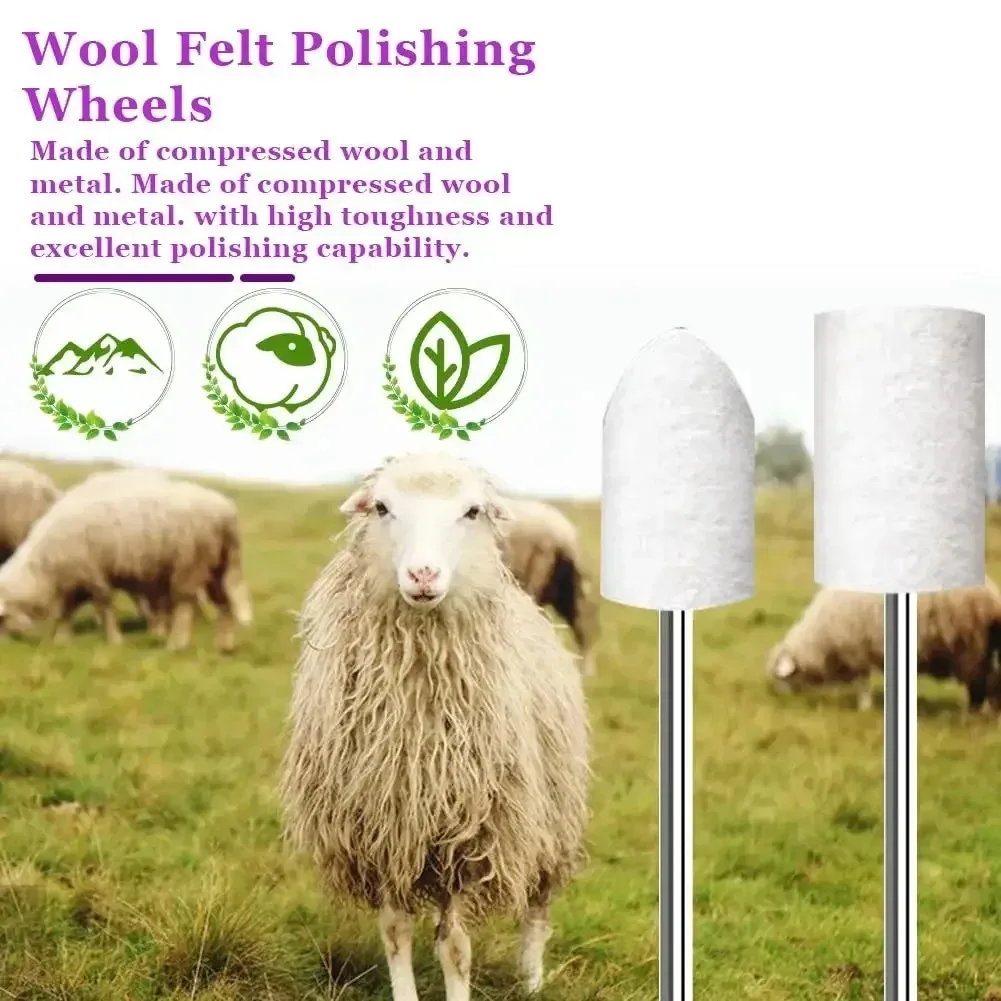 80PCS Wool Felt Buffing Wheel Kit, 1/8" Shank Rotary Tool Polishing Wheels for Metal Jewelry Wood Plastic Resin view 4