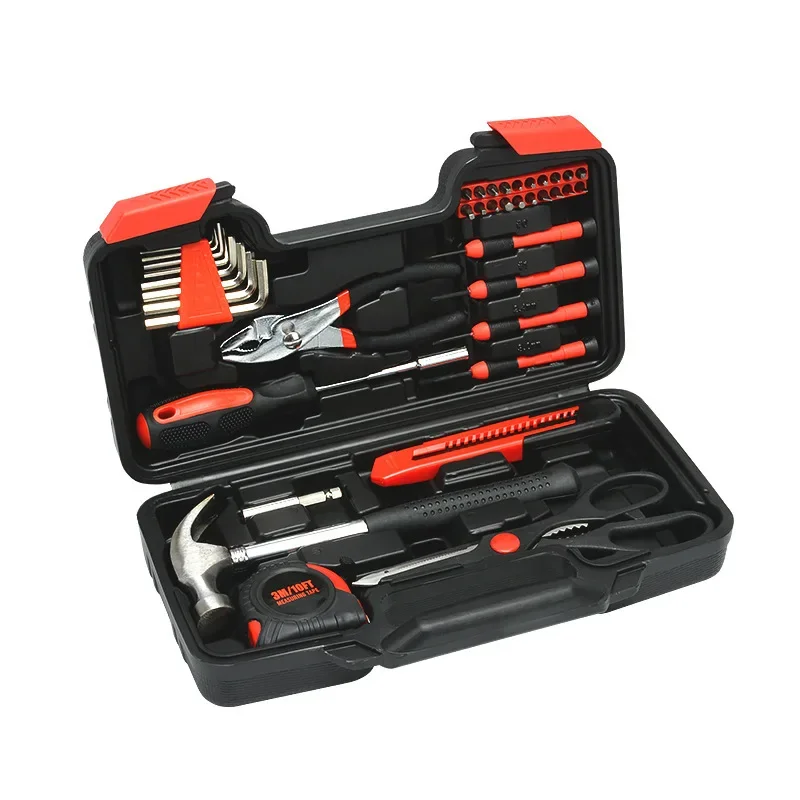 Combination Toolbox Set 39-piece Carbon Steel Auto Repair Tools Household Hardware Toolbox Cross-border 9639