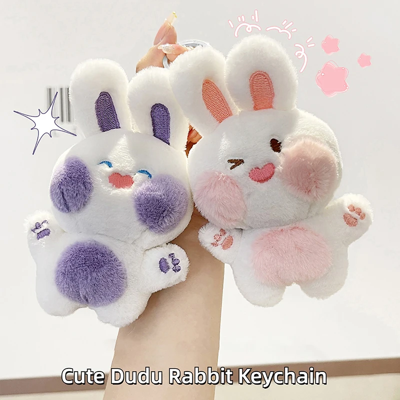 Coelho bonito Plush Decoração Keychain, Acessórios De Desenhos Animados, Pingente De Boneca, Presente De Aniversário