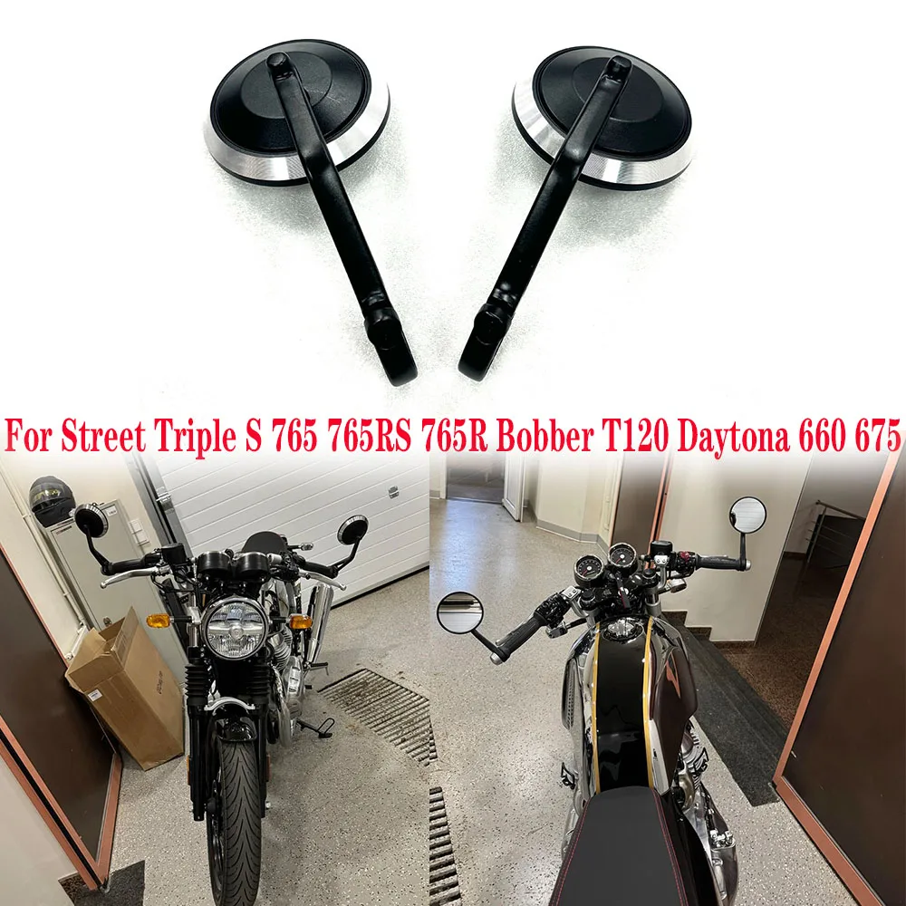 

For Rocket 3 Street Triple S 765 765RS 765R Trident 660 Speed Triple 1200RS 1200RR Motorcycle Handlebar Rearview Bar End Mirrors