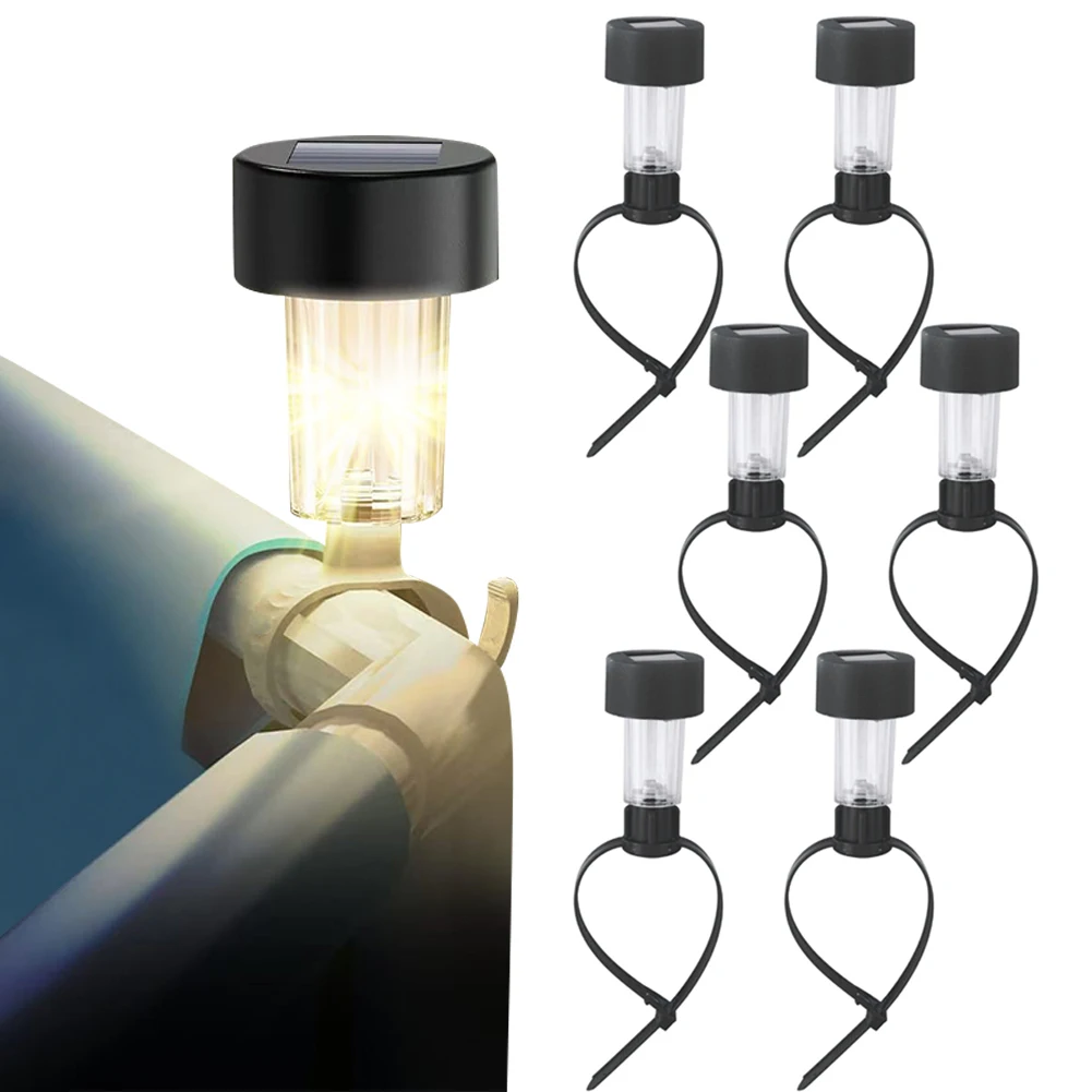 

6 Pack Solar Pool Lights IP44 Waterproof Pool Enclosure Lighting Decor Warm Light Outdoor Swimming Pool Fence Decor Accessories
