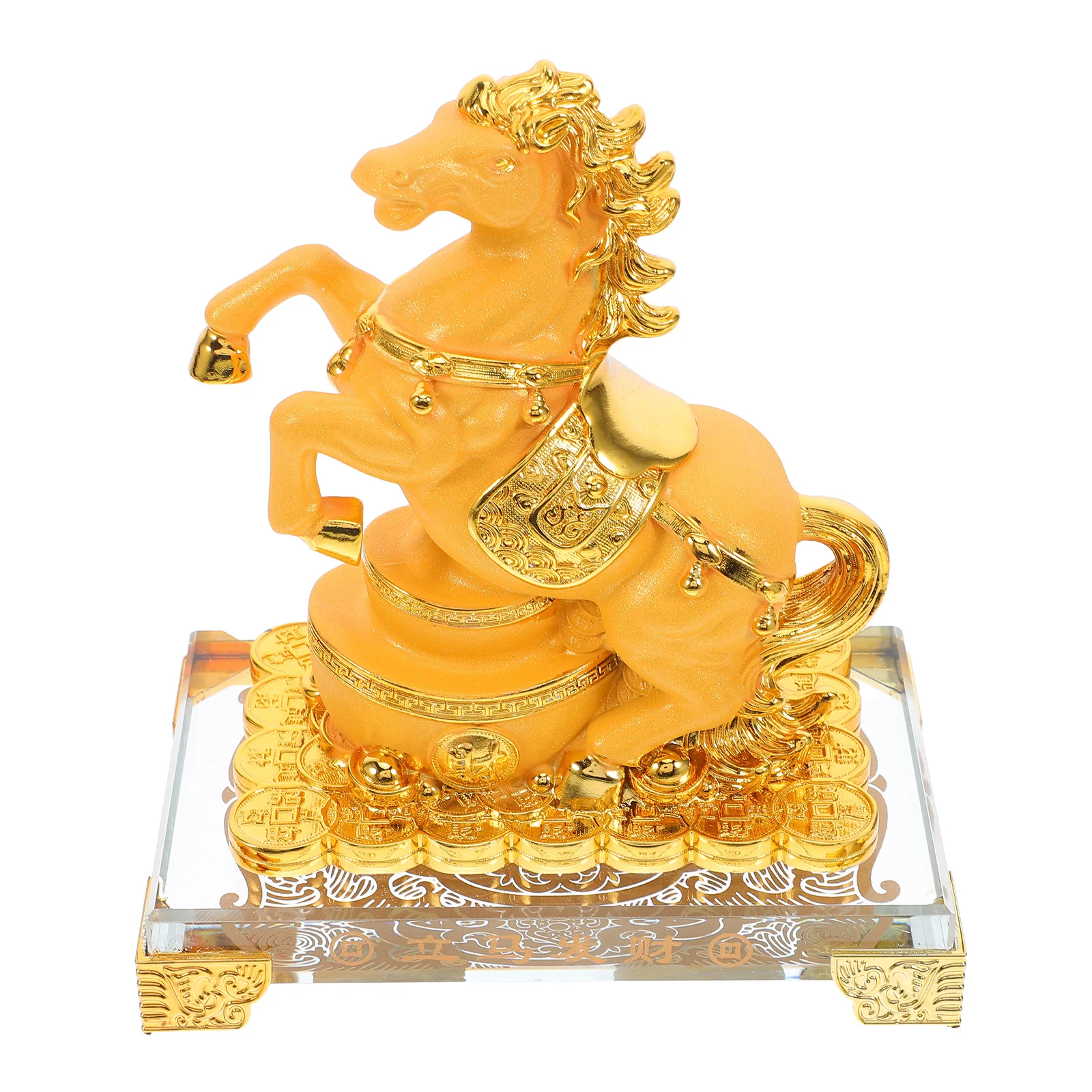 

Standing Resin Horse Statue Gold Wealth Sculpture 2026 Feng Shui Zodiac Decoration for Home Office Desktop 2026 New Year Decor