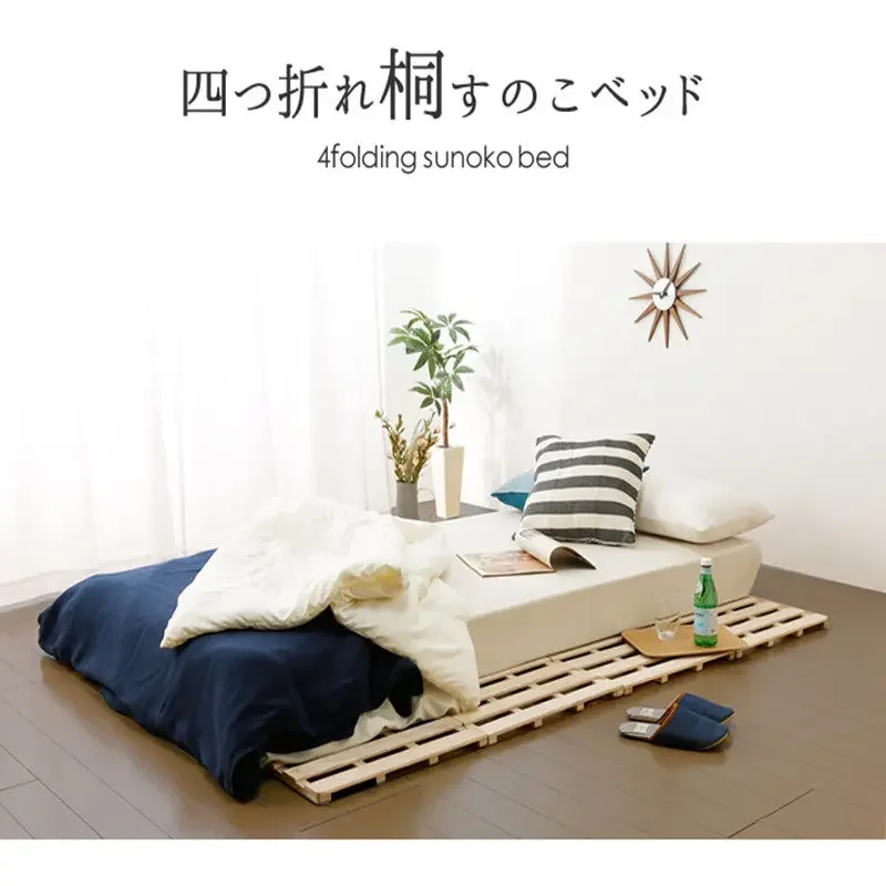 Four-fold floor bunk heightened moisture-proof bed board tatami breathable row skeleton bed paulownia solid wood lunch break bed