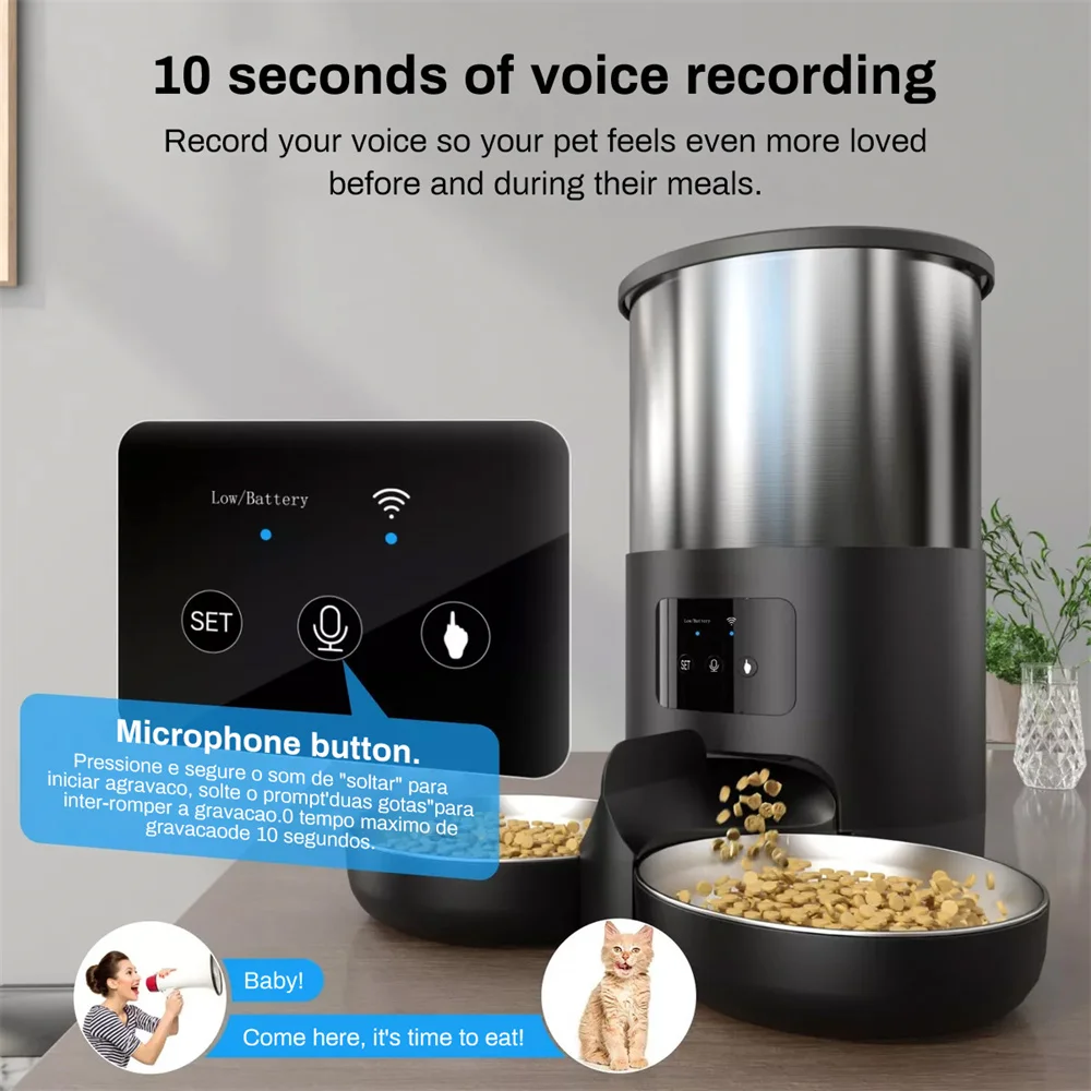 4.5L TuYa APP Automatic Pet Water Fountain Feeder Button Version Auto Cat Drink Smart Dispenser For Cats Dog Dry Food Bowl