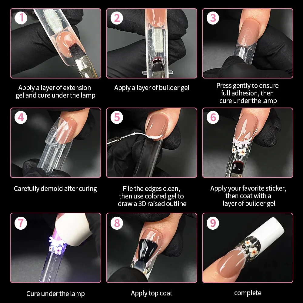 150pcs Space French Dual Forms 15 Sizes Clear Reusable Nail Extension Builder Gel Zone French Dual Nail Mold Tip Manicure Tool