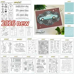 2026 new car and fishhook Metal Cutting dies And Stamps For Scrapbooking Stencil Embossing Mold DIY Paper Cards Craft Cutting