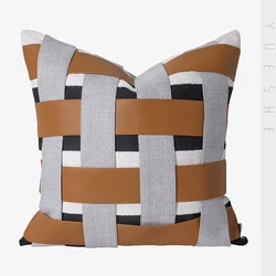 Simple and modern hotel bedroom square pillow orange black woven sofa living room decoration pillow restaurant winery pillow