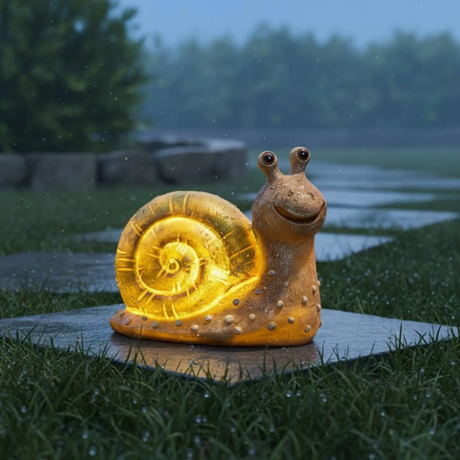 Resin Snail Garden Lamp Waterproof Solar Snail Light Outdoor Decor No Wiring Needed Weather-Resistant for Yard, Lawn