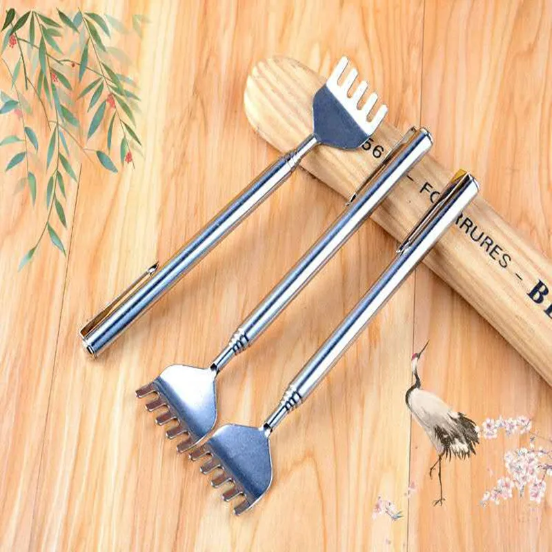 

Серебристый телескопический скребок для спины, портативные выдвижные скребки из нержавеющей стали, массажер для спины, ручной массажер, зуда, дропшиппинг