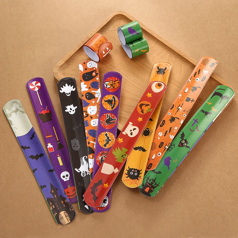 10/48Pcs Halloween Christmas Pattern Wristband Decoration Toys Kids Birthday Party Gifts Pinata Filler New Year\'s Party Favors