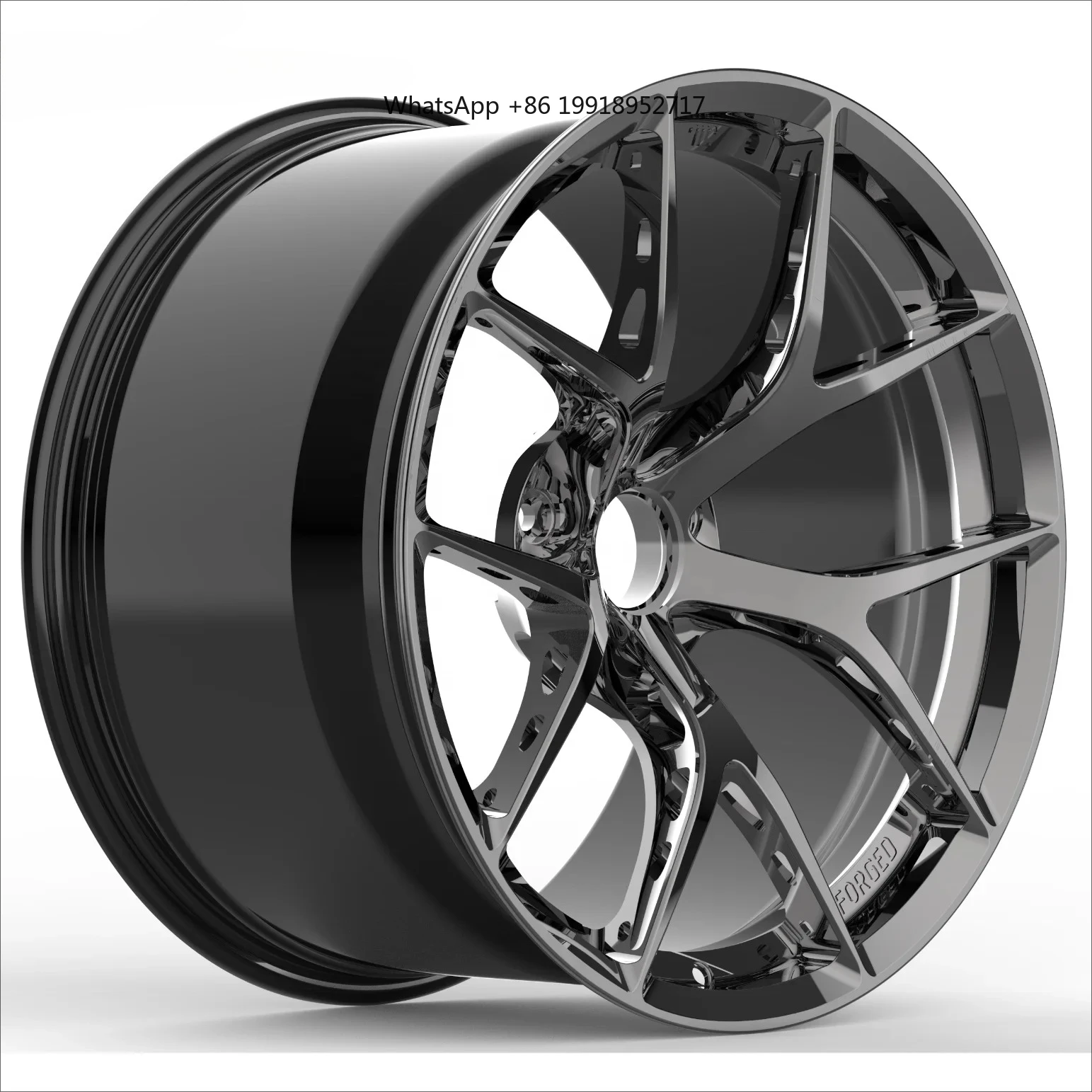 Rines de Carreras Personalizados Forjados en Cromo Negro Pulido con Acabado Cepillado 5X112 5X120 para Rines Cóncavos de 8 19 20 21 22 23 Pulgadas