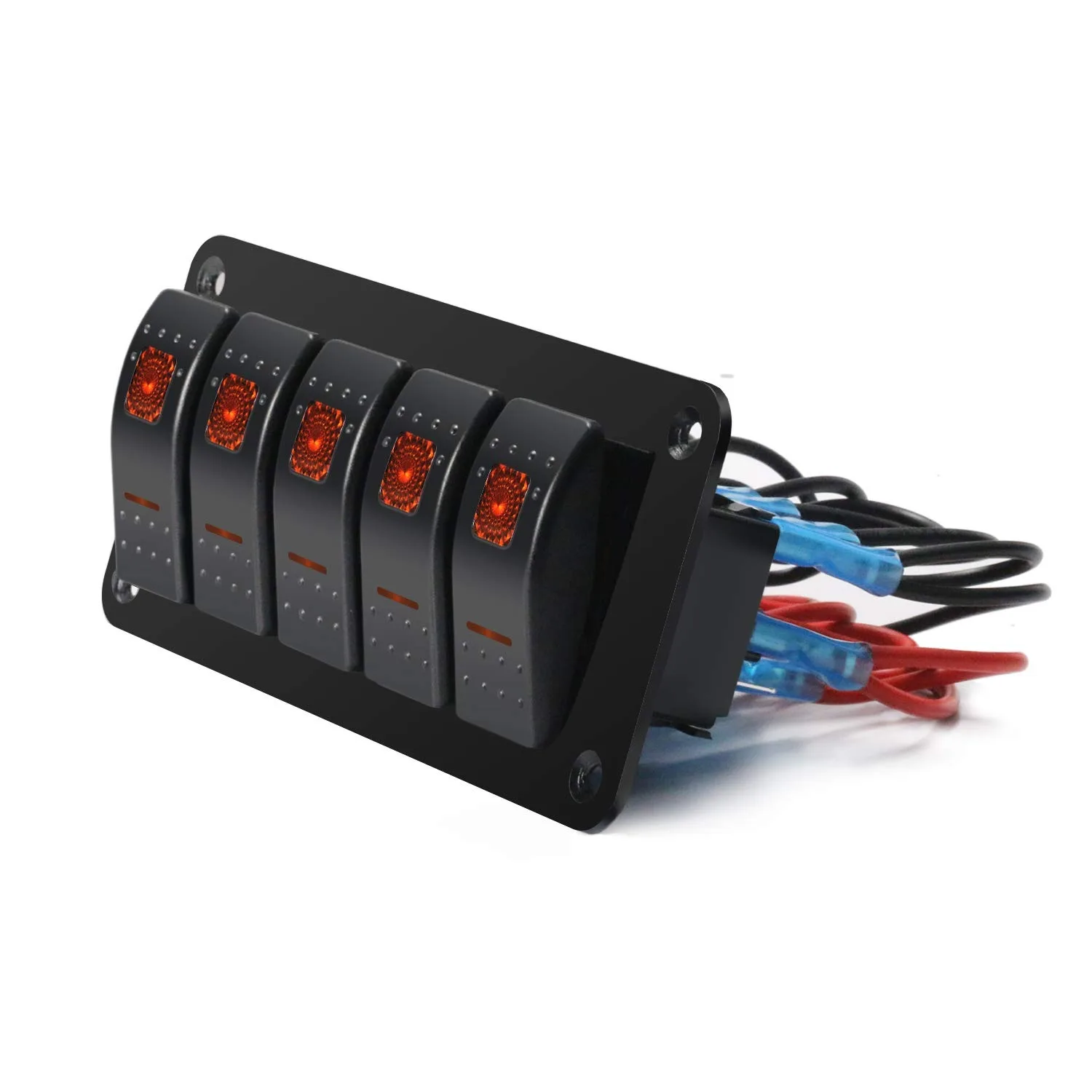 4 6 8 Gang Aluminum LED-Lighted Rocker Switch Panel 12V/24V Car Toggle Switch On-Off Function For Boat Truck Jeep RV UTV