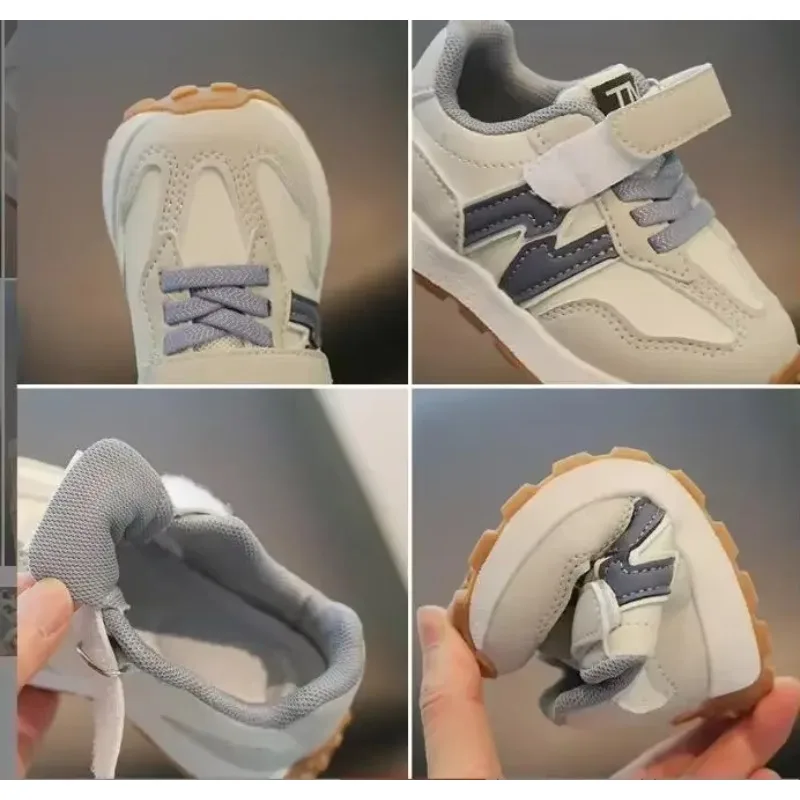 2025 حار بائع ربيع جديد الجلود العلوي أحذية رياضية الاطفال عدم الانزلاق حذاء كاجوال بنين بنات لينة وحيد الطلاب التنس حذاء طفل صغير #5