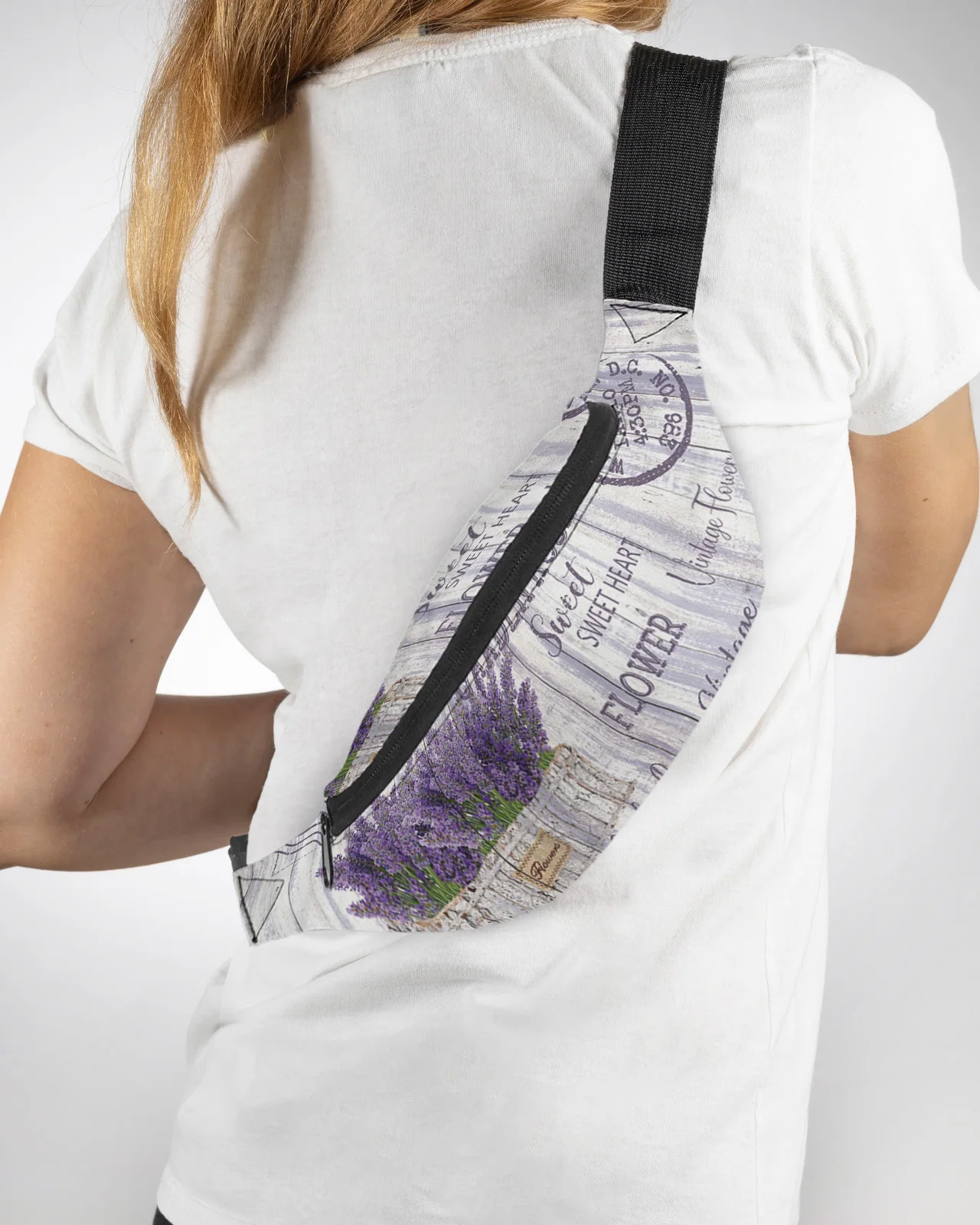 Purple Flower Lavender Flowerpot Vintage Postcard Men Women Waist Bag Fanny Pack Belt Bag Wallet Waterproof Banana Hip Bags