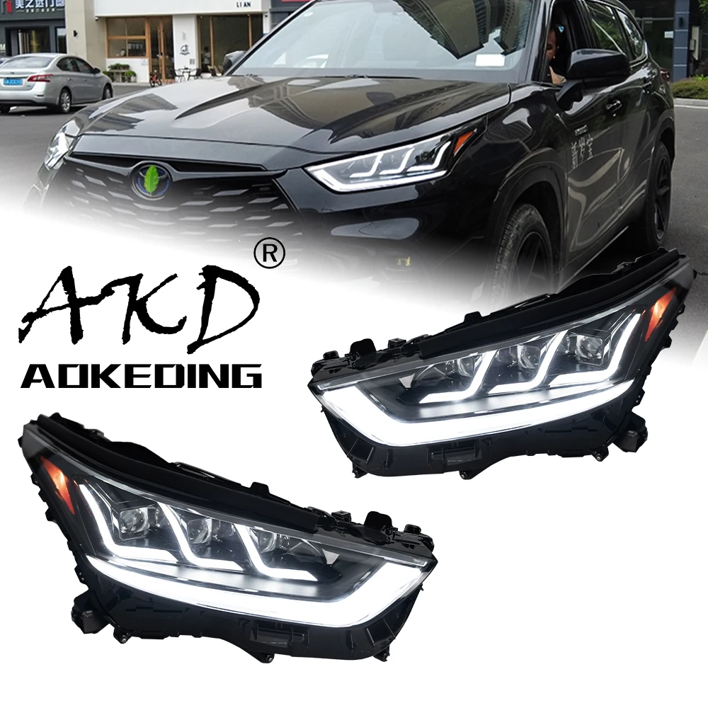 AKD Car Styling Head Lamp for Toyota Highlander Headlights 2022-2024 New Kluger LED Headlight DRL Hid Bi Xenon Auto Accessories