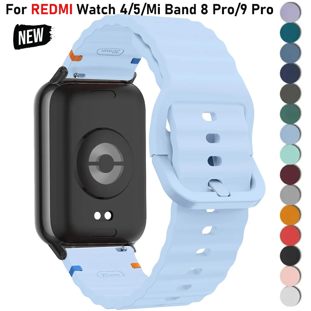 Silicone Watch Strap for Xiaomi Mi Band 8 Pro/9 Pro Sports Replacement Bracelet WristBand Correa for Redmi Watch 4 5 Accessories