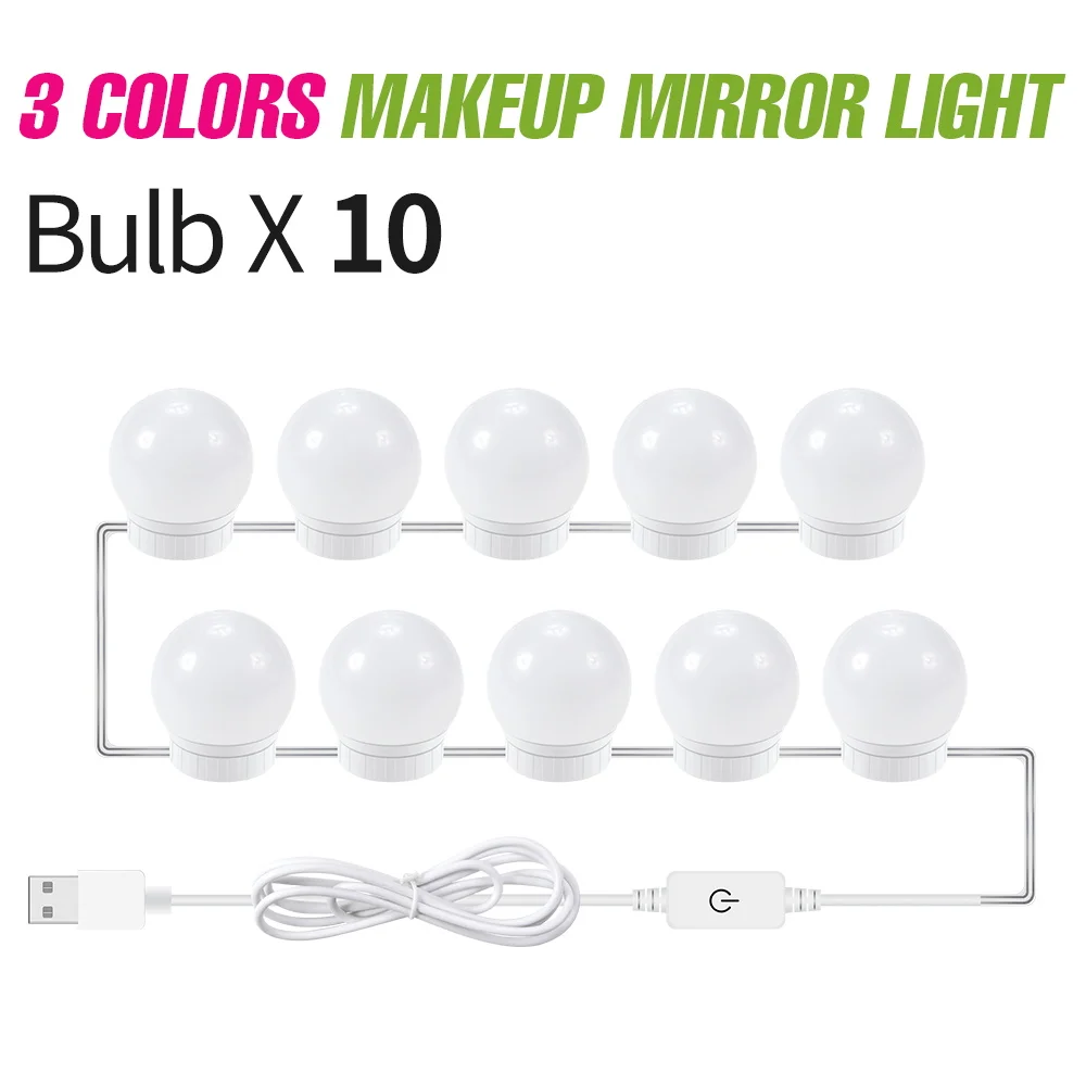 Led Spiegel Ijdelheid Lamp Kaptafel Lampen Touch Dimbare 3 Kleuren Modi Dc 5V Voor Thuis Slaapkamer Make-Up Spiegels Decoratie