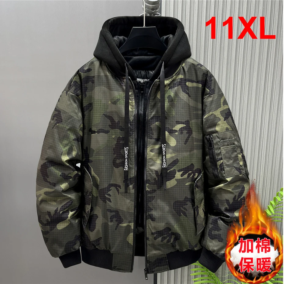 Winter Thick Jacket Men 11XL Plus Size Camouflage Parkas Fashion Casual Warm Cargo Coat Male Outdoor Outerwear Big Size