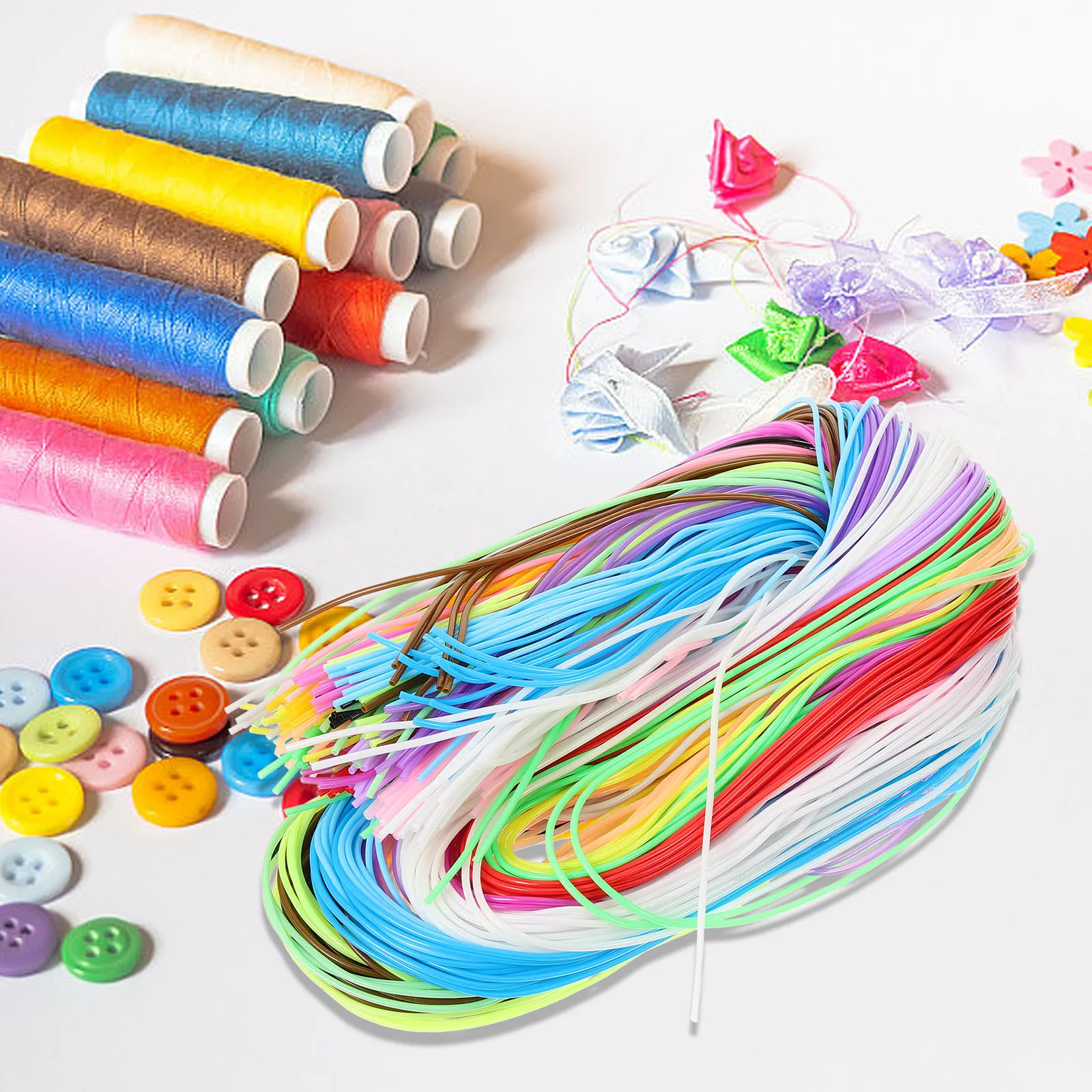 

200pcs Pvc Braided Rope 100Cm Colorful Craft Trim Diy Bracelet Keyring Jewelry Making Mixed Color Knitting String Creative Gift